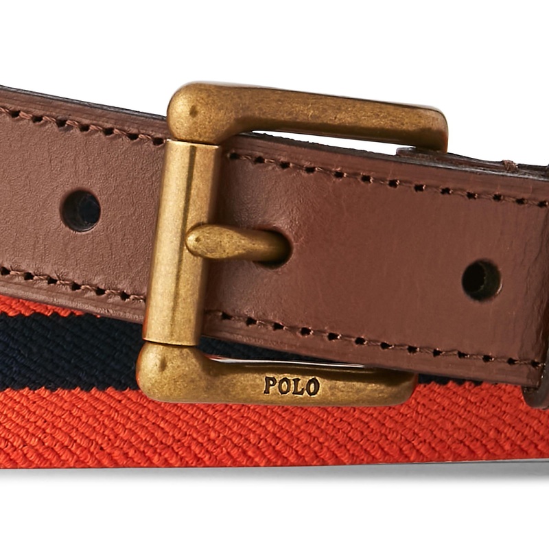 LEATHER-TRIM STRETCH BELT