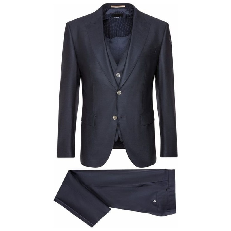 BOSS SLIM-FIT SUIT IN A MICRO-PATTERNED WOOL BLEND