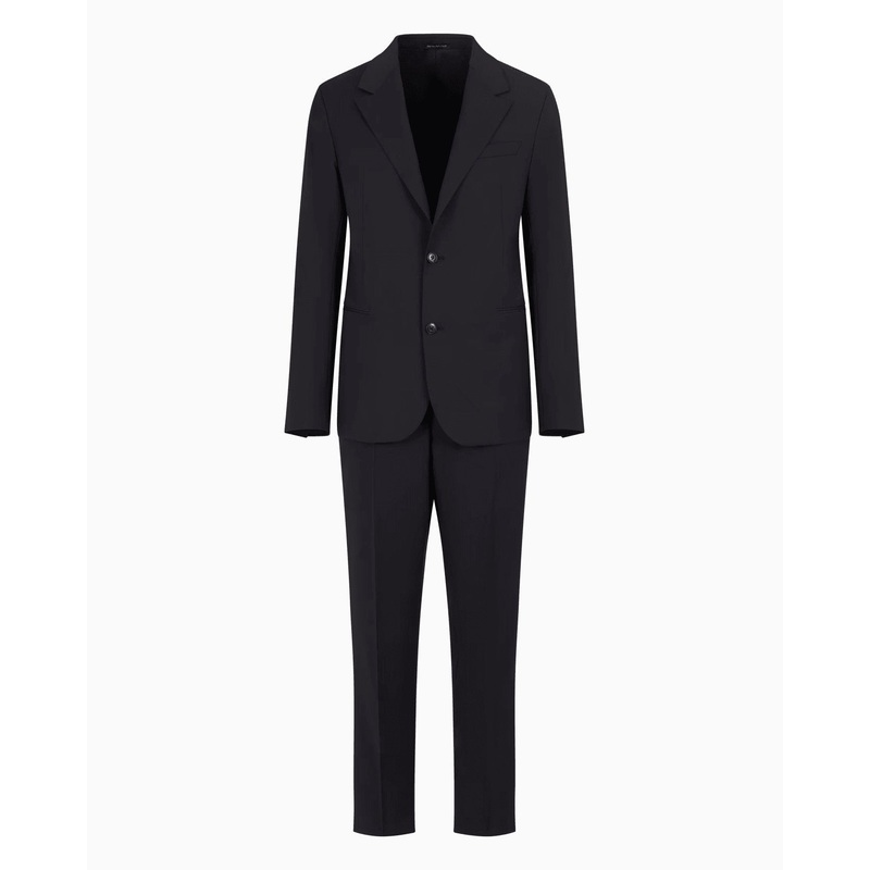 EMPORIO ARMANI Slim-fit, single-breasted suit in natural, tropical, stretch light wool