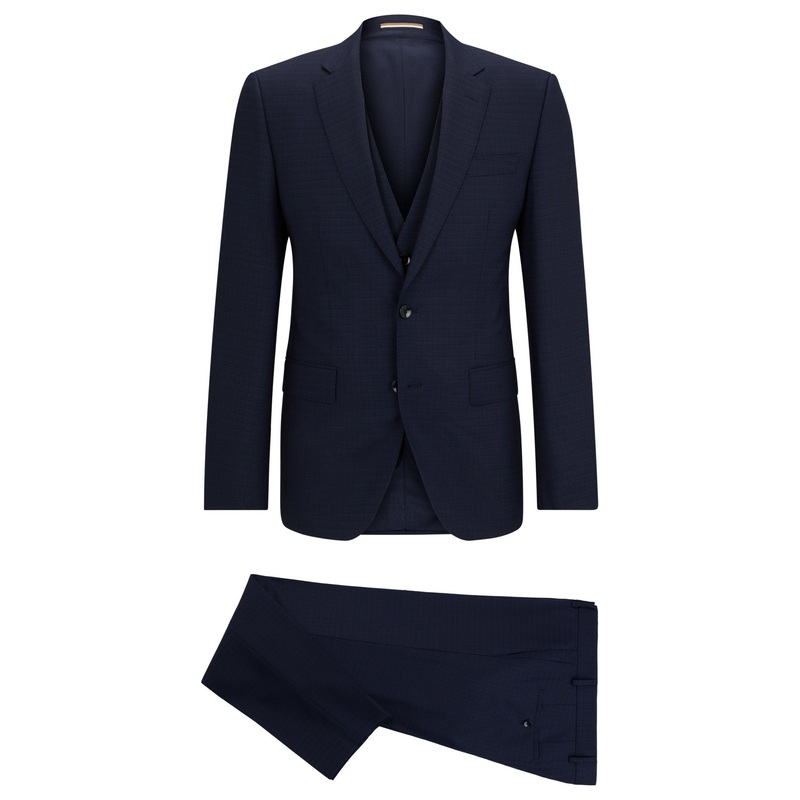 BOSS SLIM-FIT SUIT IN PATTERNED STRETCH WOOL