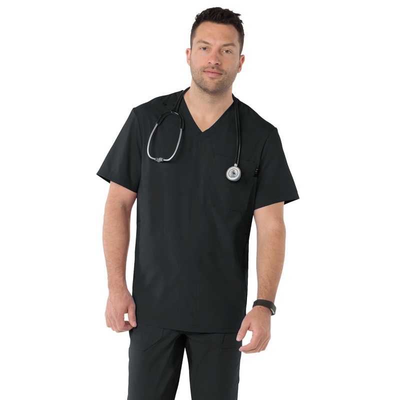 Men's 3-Pocket Athletic V-Neck Force Top - 667 - Black