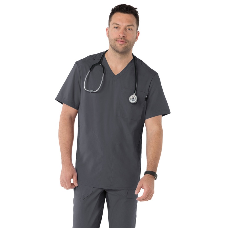 Men's 3-Pocket Athletic V-Neck Force Top - 667 - Charcoal