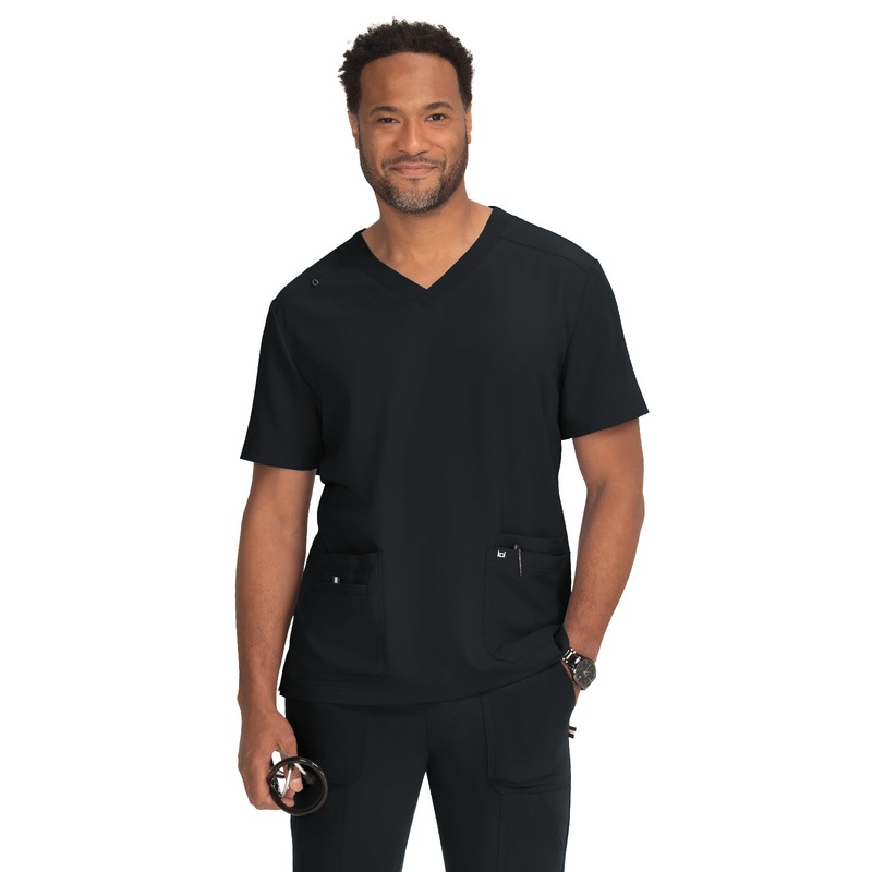 Men's 4-Pocket  V-Neck Free To Be Top - 672 - Black