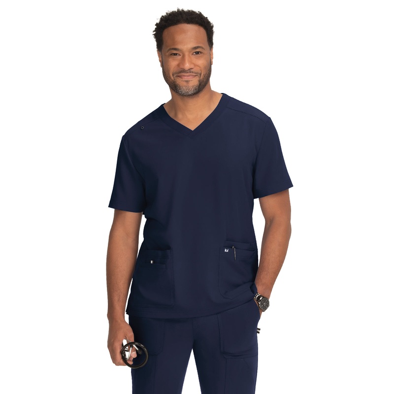 Men's 4-Pocket  V-Neck Free To Be Top - 672 - Navy