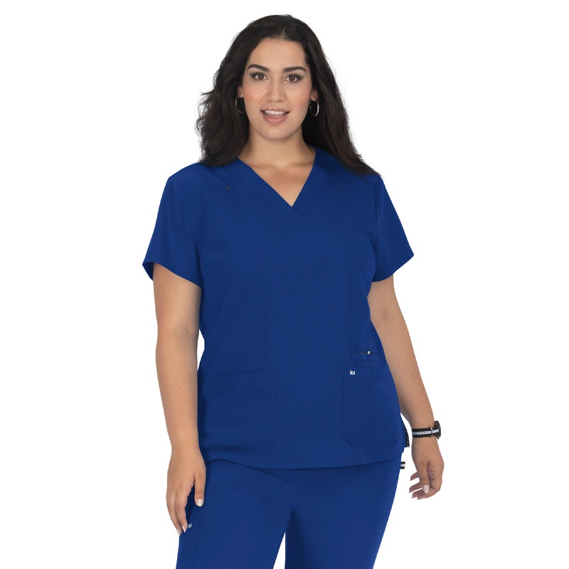 Women's 3-Pocket Wide V-Neck Stretch Hustle and Heart Top - 1019 - Galaxy