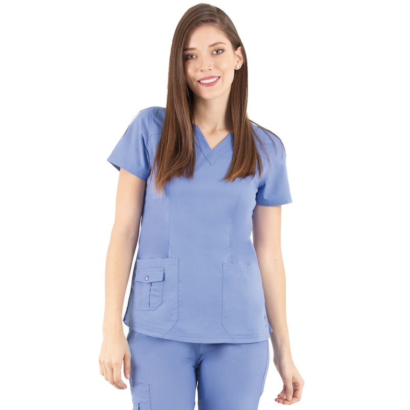 Women's Scallop Neckline Top - 1418 - Ceil Blue