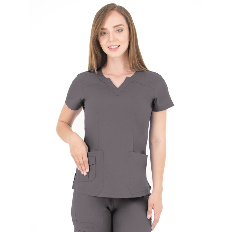 Women's Scallop Neckline Top - 1418 - Pewter