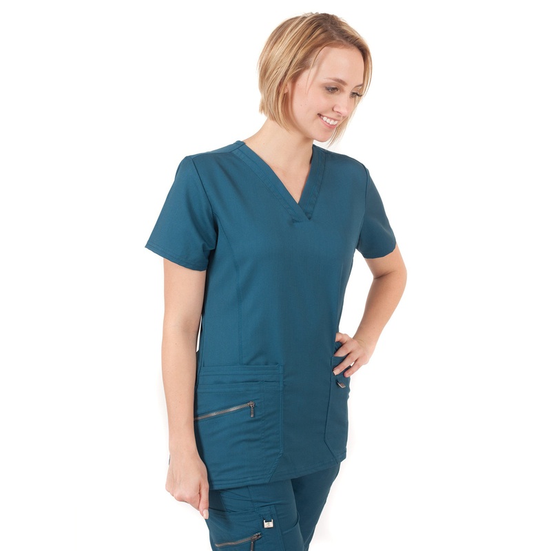 Women's V-Neck Top - 1311 - Caribbean Blue