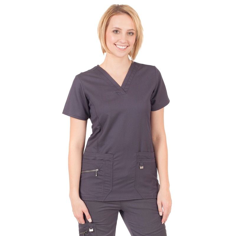 Women's V-Neck Top - 1311 - Pewter