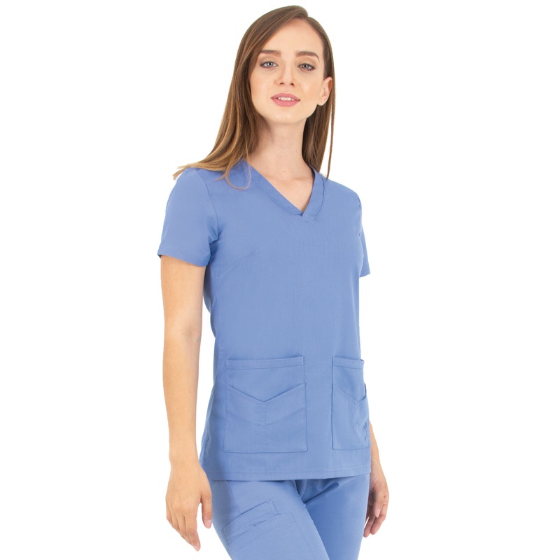 Women's V-Neck Top - 1416 - Ceil Blue