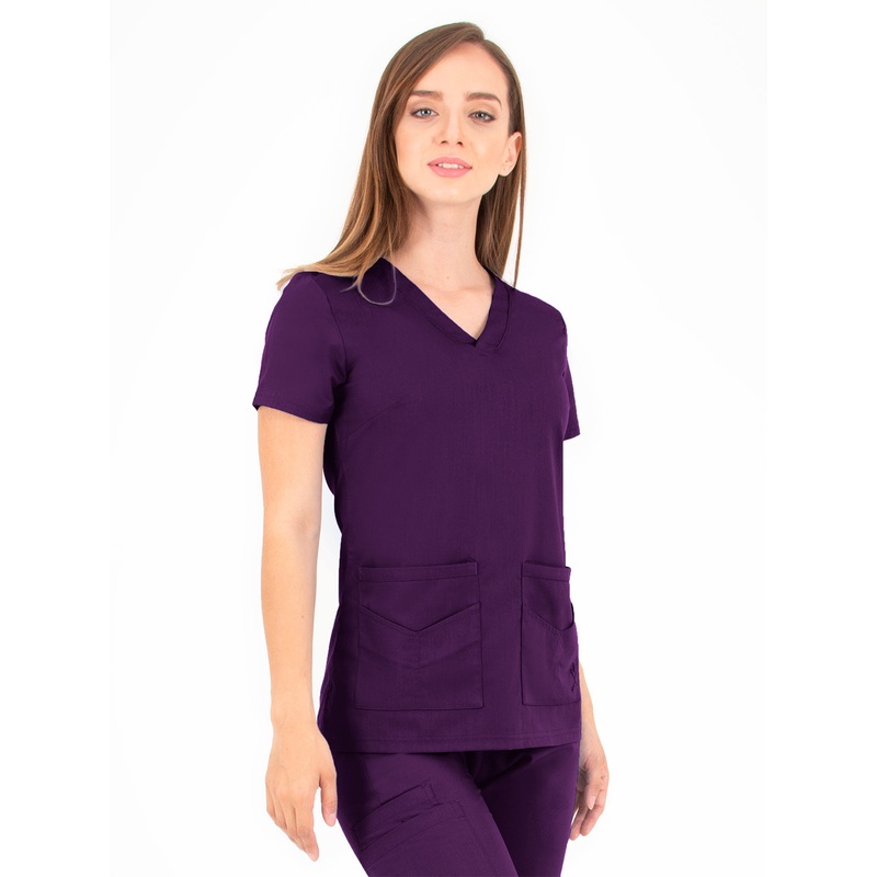 Women's V-Neck Top - 1416 - Eggplant