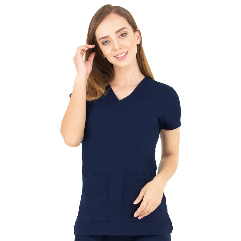 Women's V-Neck Top - 1416 - Navy Blue