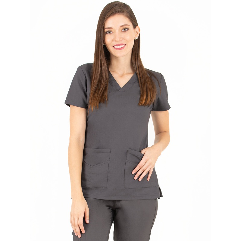 Women's V-Neck Top - 1416 - Pewter