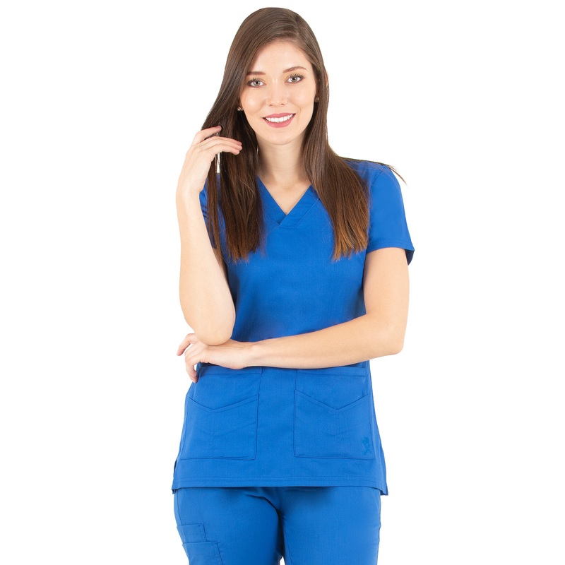 Women's V-Neck Top - 1416 - Royal Blue