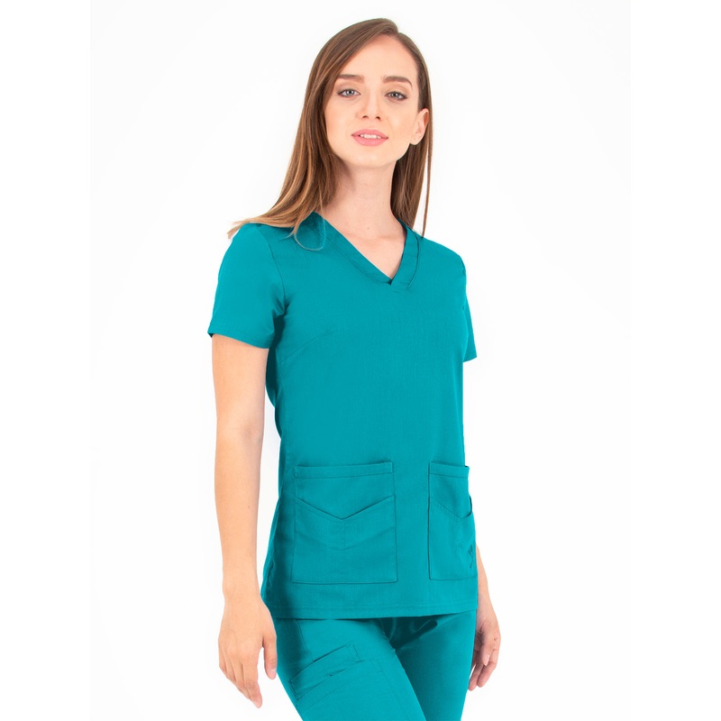 Women's V-Neck Top - 1416 - Teal