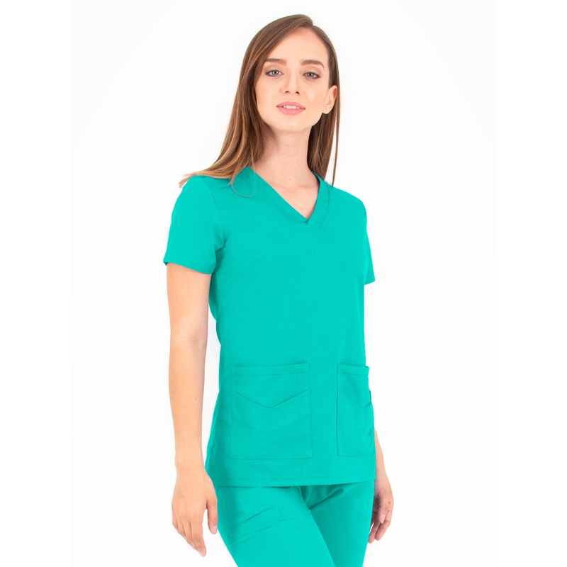 Women's V-Neck Top - 1416 - Turquoise