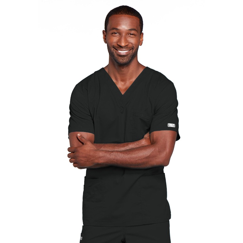 Unisex 2-Pocket V-Neck Top - 4725 - Black