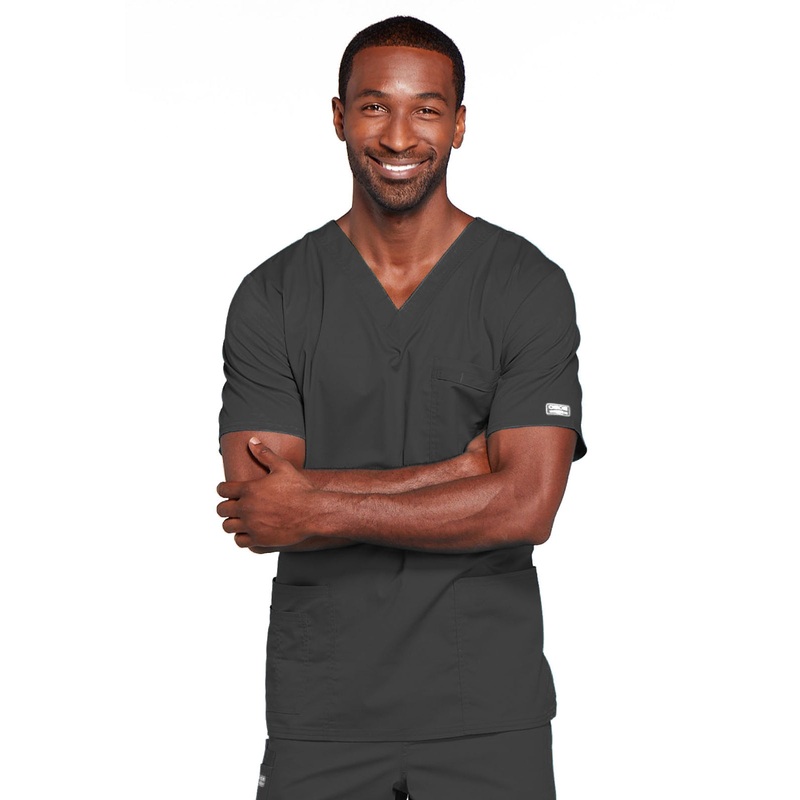 Unisex 2-Pocket V-Neck Top - 4725 - Pewter