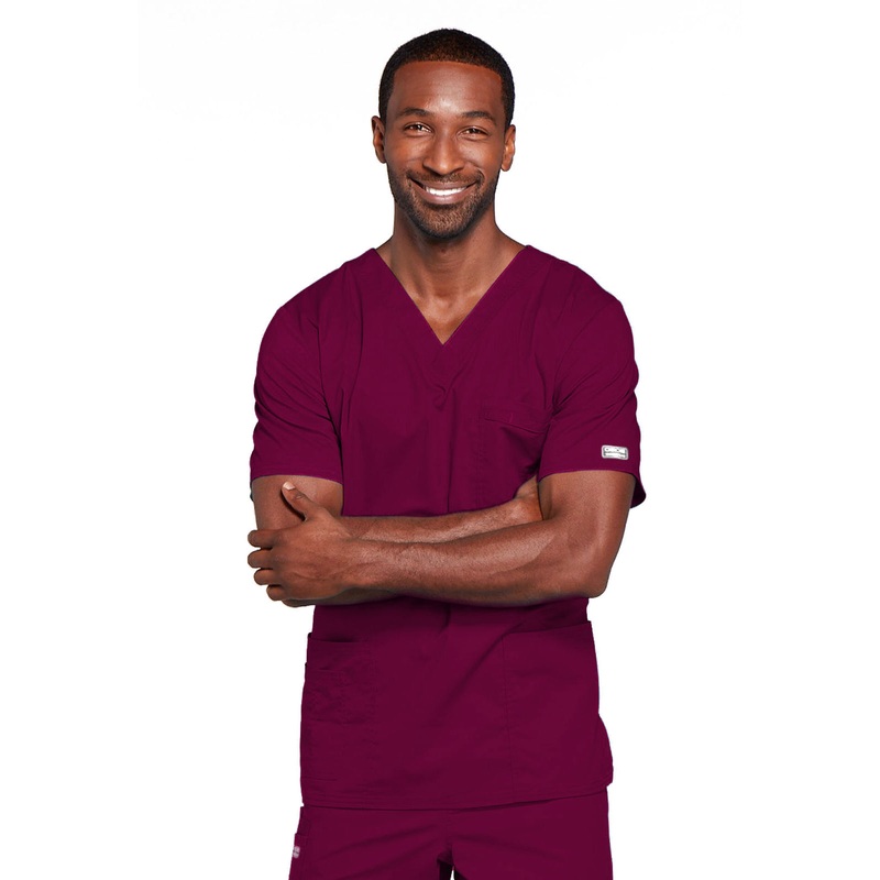 Unisex 2-Pocket V-Neck Top - 4725 - Wine