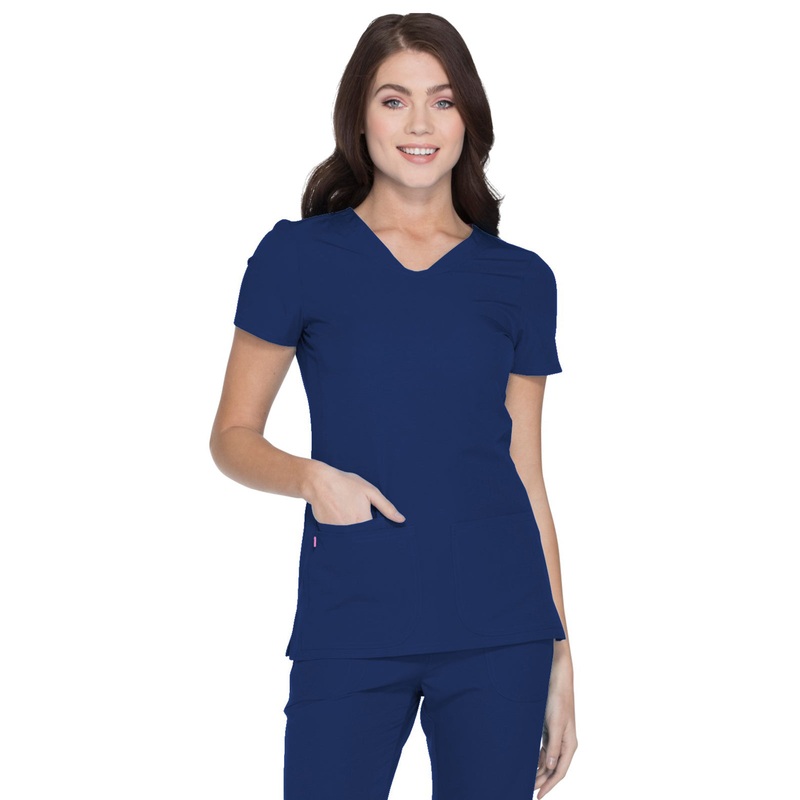Women's Shaped V-Neck Top - 20710 - Navy