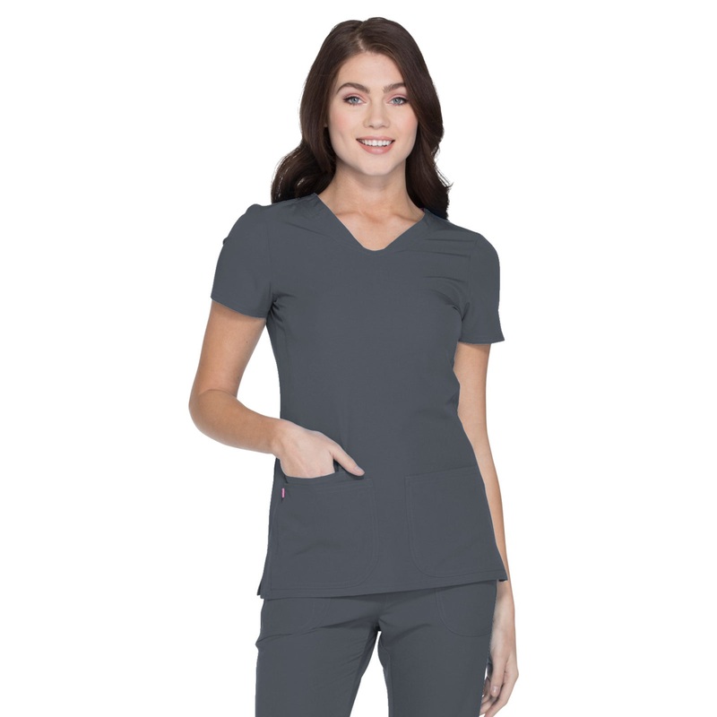 Women's Shaped V-Neck Top - 20710 - Pewter