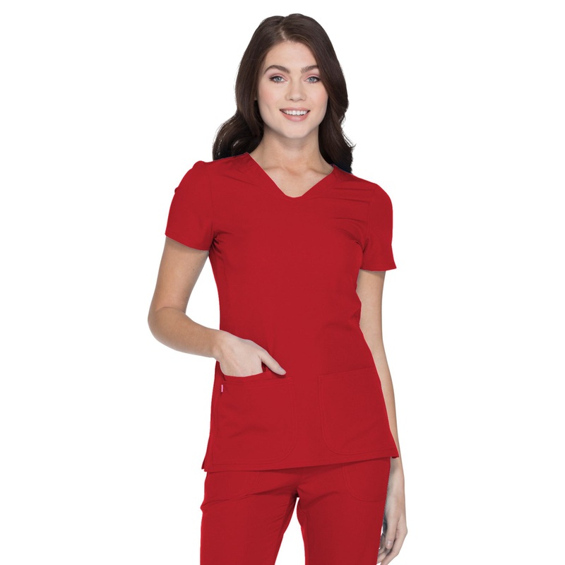 Women's Shaped V-Neck Top - 20710 - Red