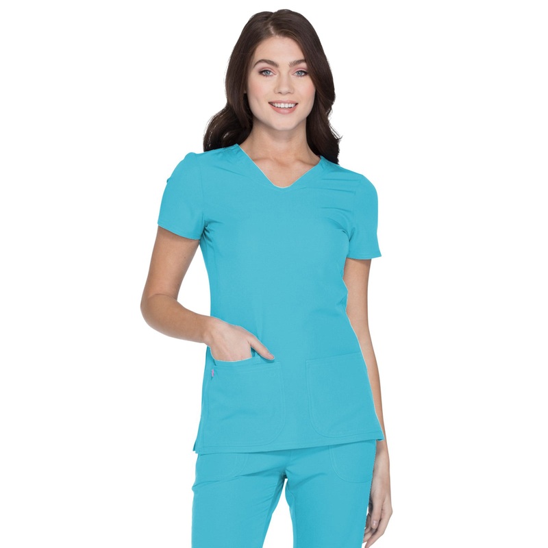 Women's Shaped V-Neck Top - 20710 - Turquoise