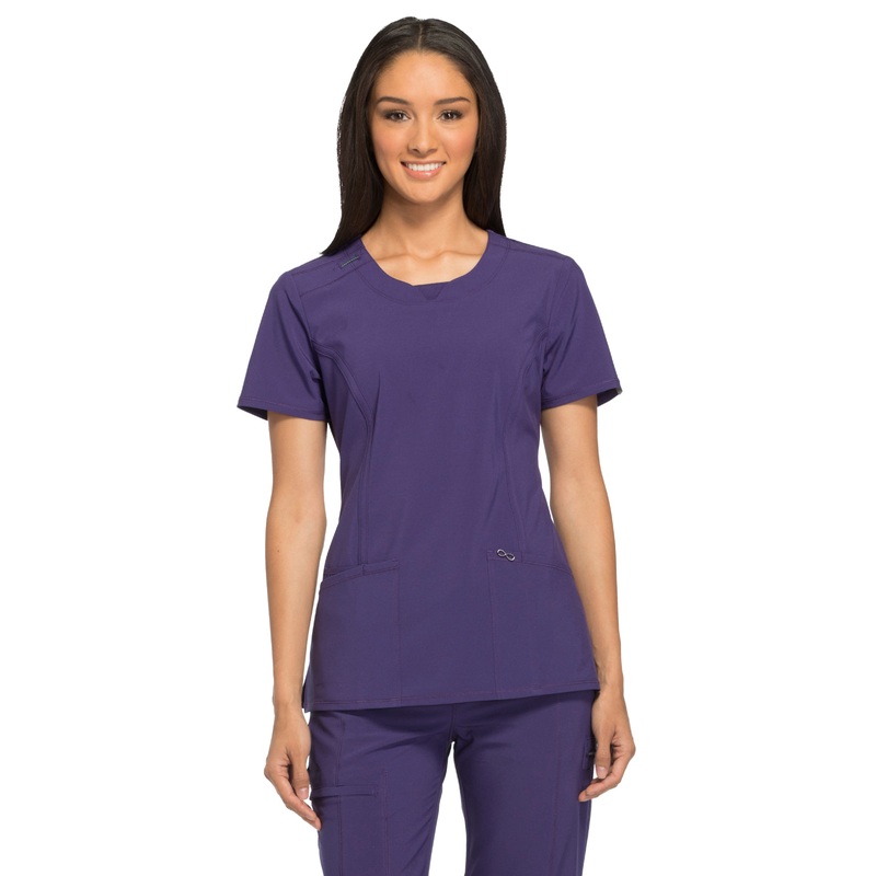 Women's Stretch Rib-knit Back Panel Round Neck Top - 2624A - Grape