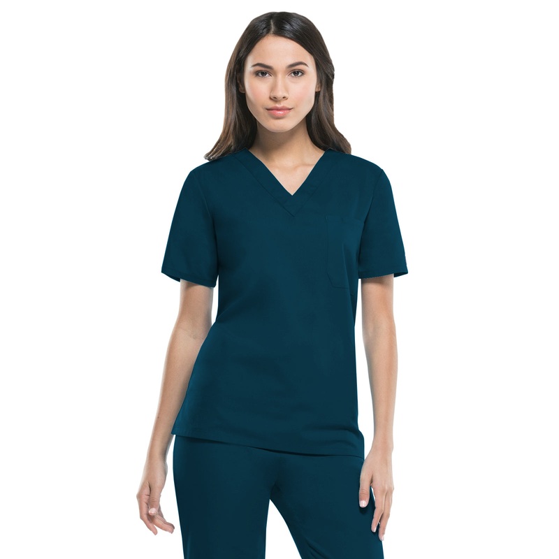 Unisex 1-Pocket Tuckable V-Neck Top - 83706 - Caribbean Blue
