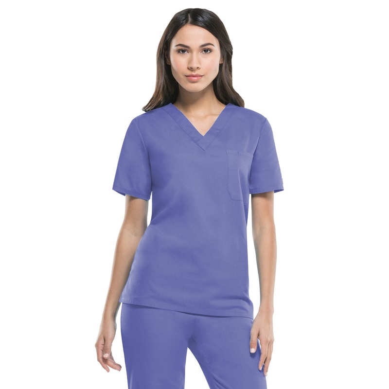 Unisex 1-Pocket Tuckable V-Neck Top - 83706 - Ciel