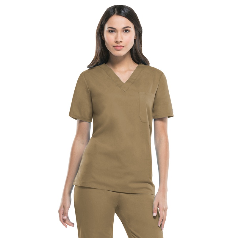 Unisex 1-Pocket Tuckable V-Neck Top - 83706 - Dark Khaki