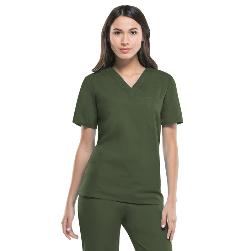 Unisex 1-Pocket Tuckable V-Neck Top - 83706 - Olive