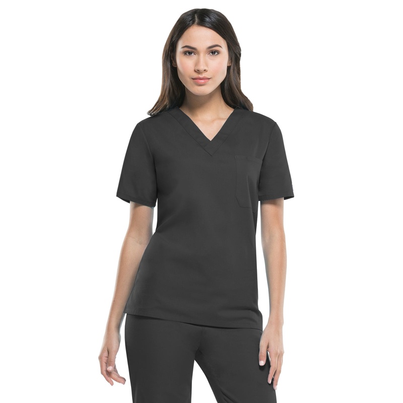 Unisex 1-Pocket Tuckable V-Neck Top - 83706 - Pewter