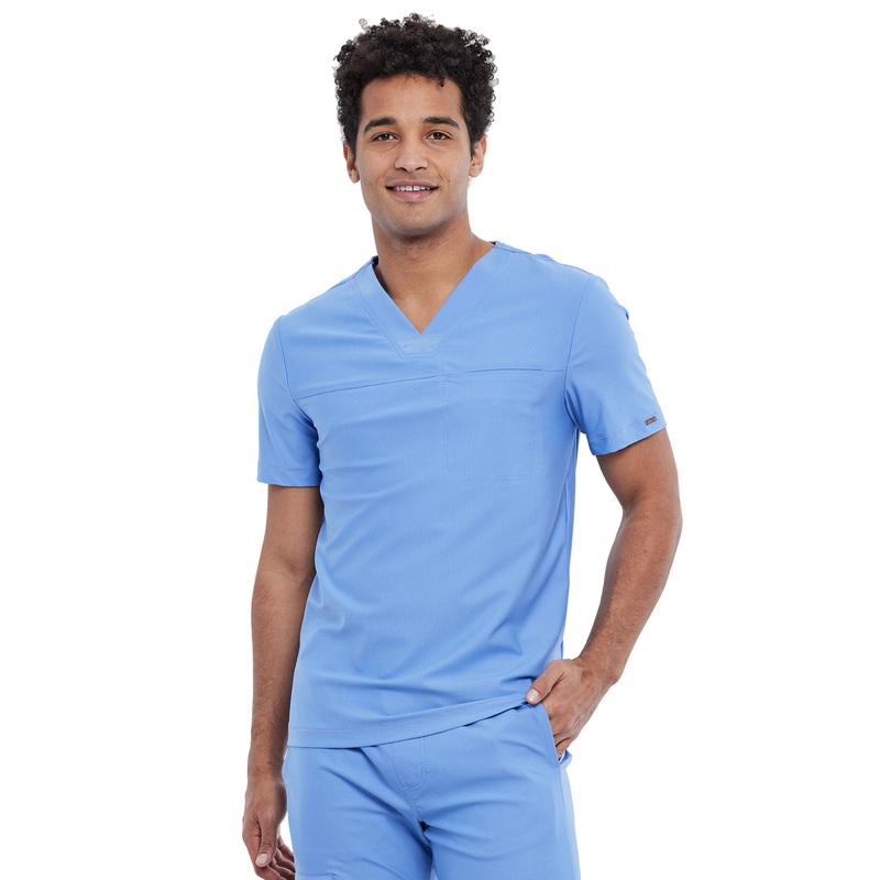 Men's Contouring Tuckable V-Neck Top - CK885 - Ciel Blue