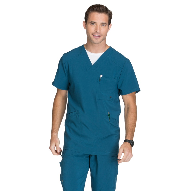 Men's Three-Pocket V-Neck Top - CK900A - Caribbean Blue