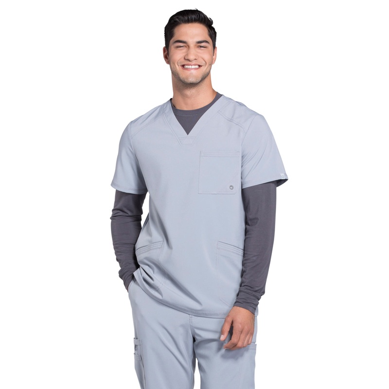 Men's Three-Pocket V-Neck Top - CK900A - Grey