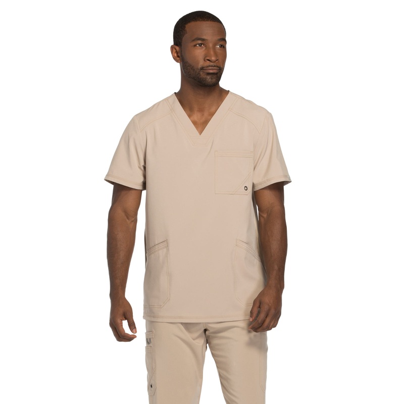 Men's Three-Pocket V-Neck Top - CK900A - Khaki