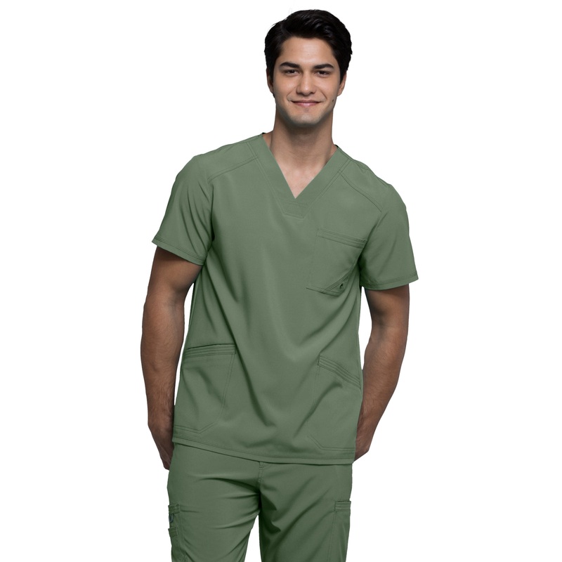 Men's Three-Pocket V-Neck Top - CK900A - Olive