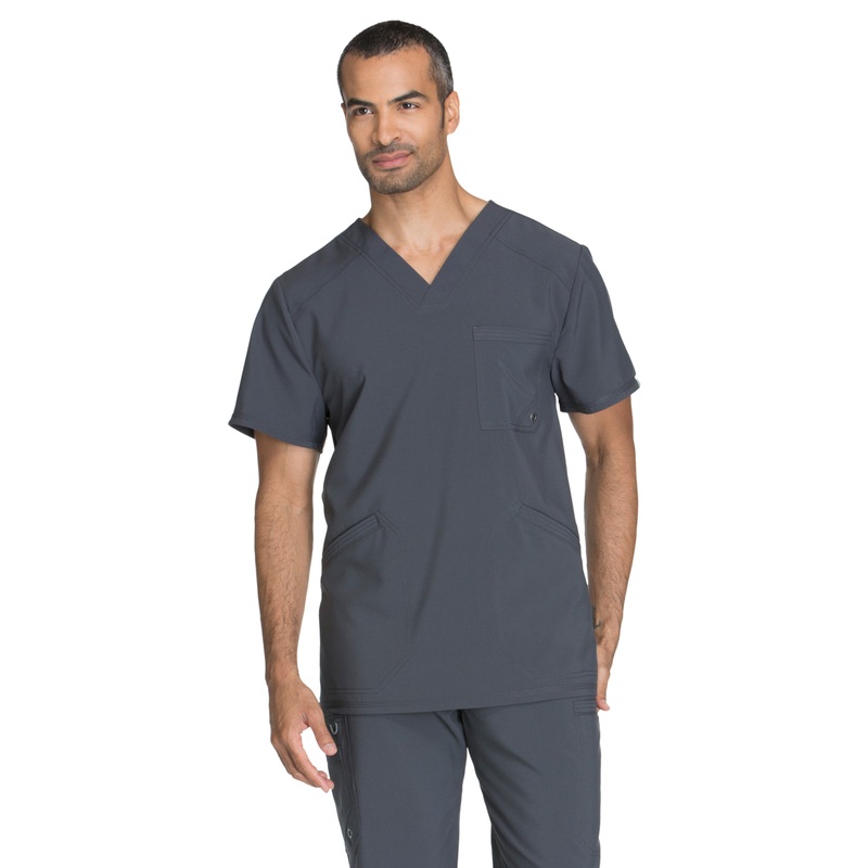 Men's Three-Pocket V-Neck Top - CK900A - Pewter