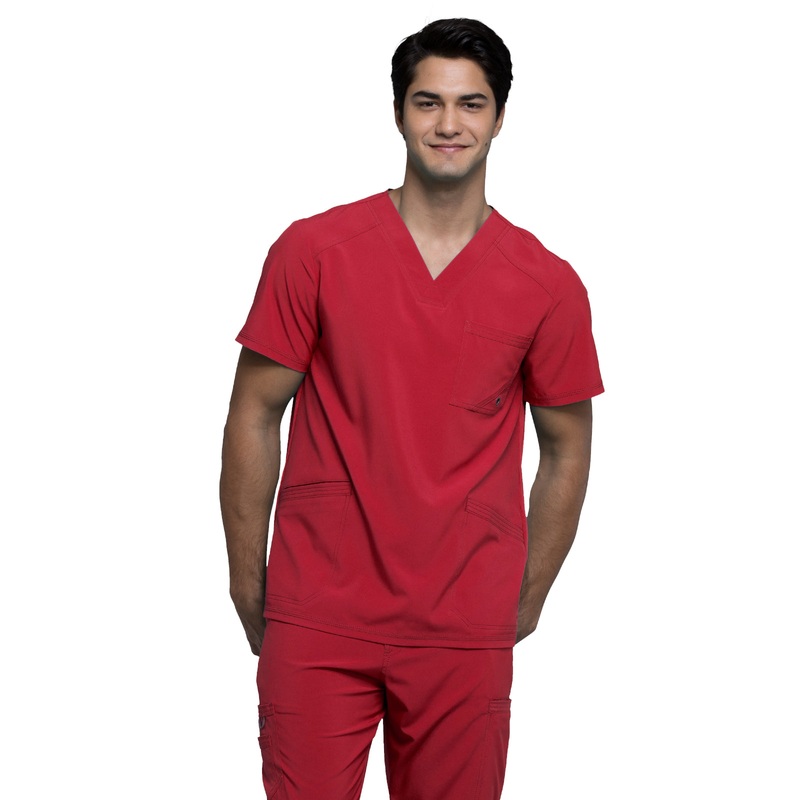 Men's Three-Pocket V-Neck Top - CK900A - Red