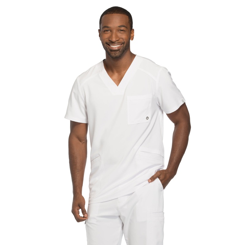 Men's Three-Pocket V-Neck Top - CK900A - White