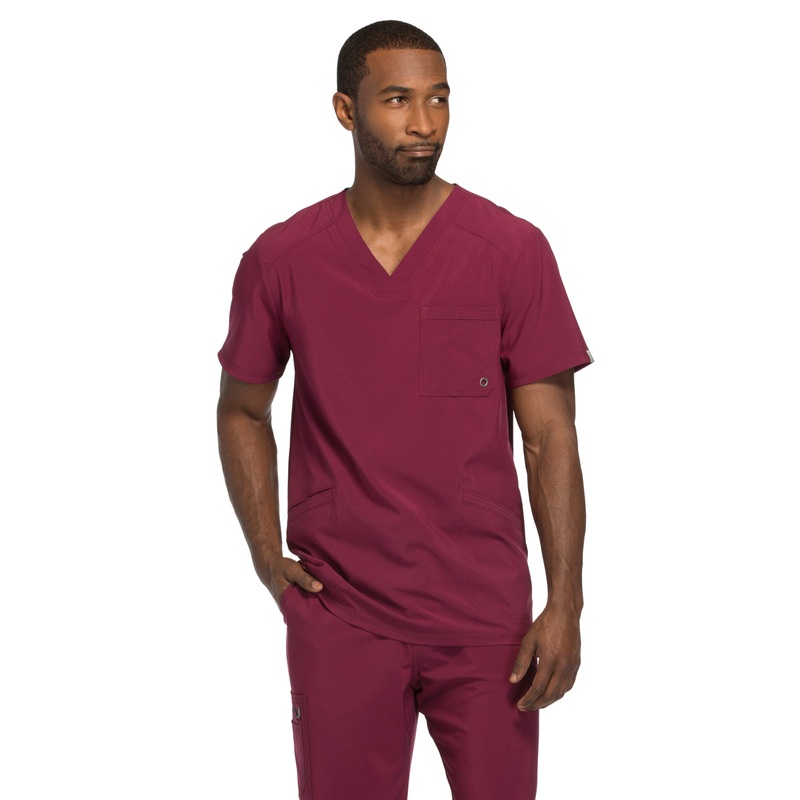 Men's Three-Pocket V-Neck Top - CK900A - Wine