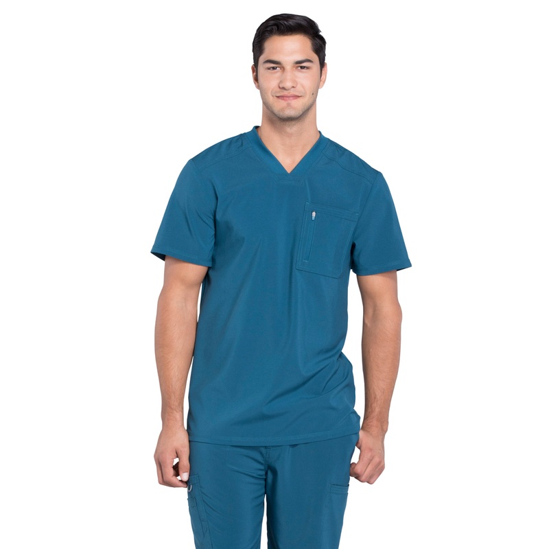 Men's Tuckable V-Neck Top - CK910A - Caribbean Blue