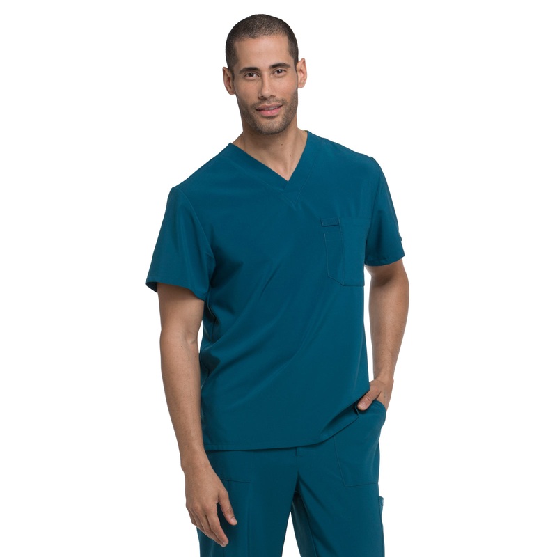 Men's 1-Pocket Tuckable V-Neck Top - DK635 - Caribbean Blue