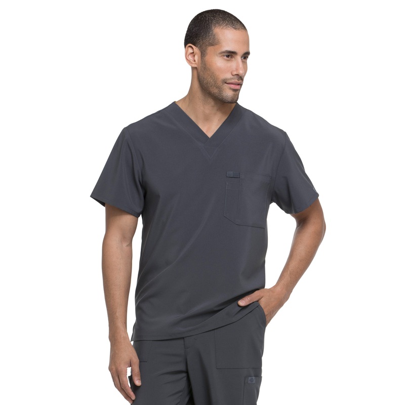 Men's 1-Pocket Tuckable V-Neck Top - DK635 - Pewter