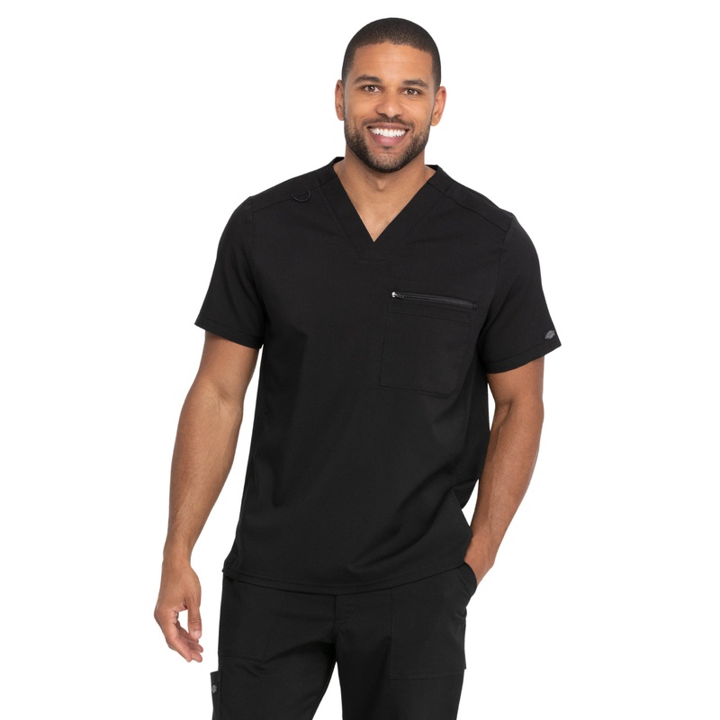 Men's 2-Pocket Tuckable V-Neck Top - DK865 - Black