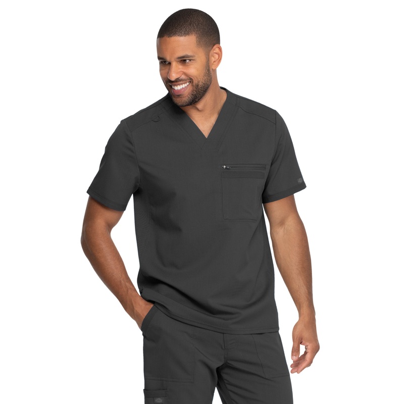 Men's 2-Pocket Tuckable V-Neck Top - DK865 - Pewter