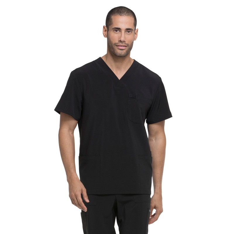 Men's Four-Pocket V-Neck Top - DK645 - Black