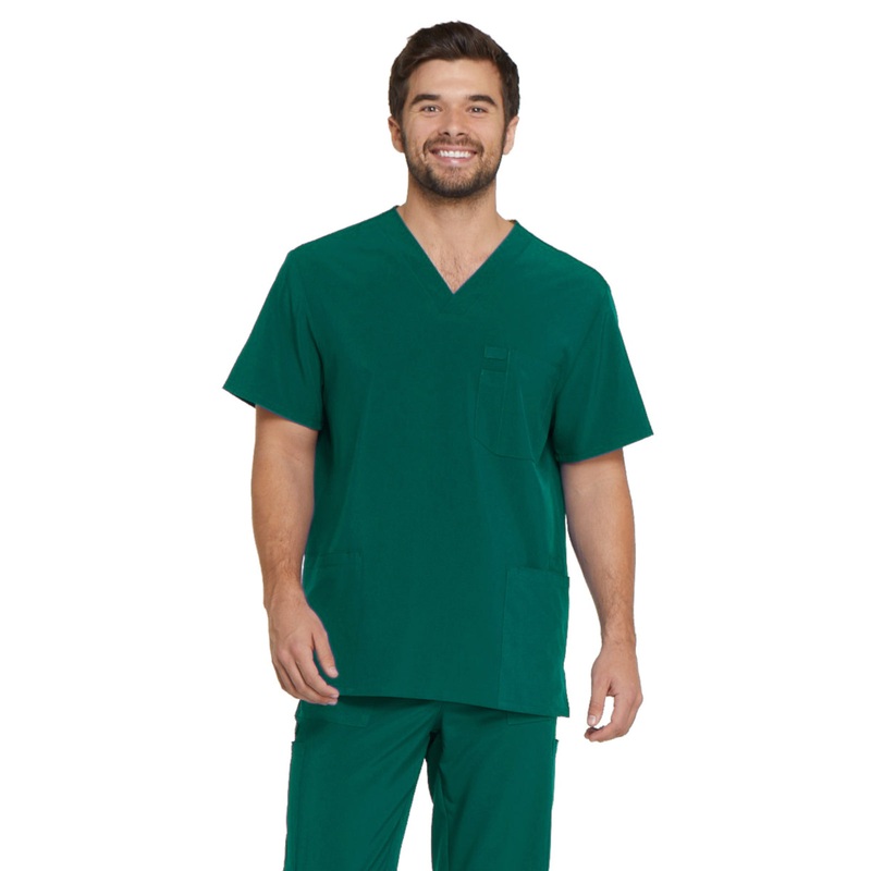Men's Four-Pocket V-Neck Top - DK645 - Hunter Green