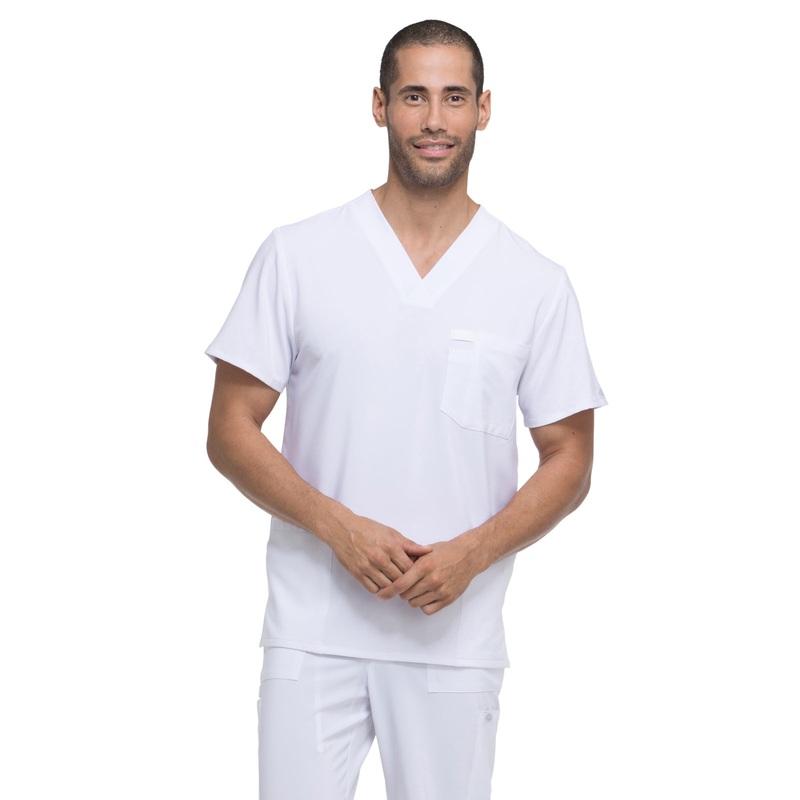 Men's Four-Pocket V-Neck Top - DK645 - White